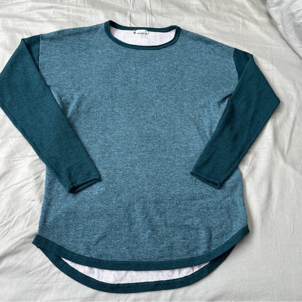 Smartwool Shadow Pine Colorblock Wool Blend Sweater Twilight Blue Size Small
